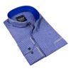 Modrá košeľa pásikavá - stojatý golier, dlhý rukáv